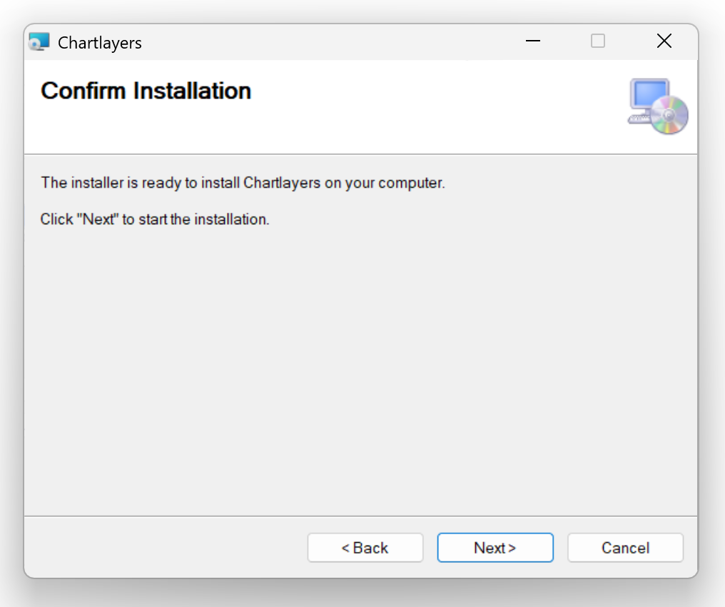 Fortschrittsbalken während der ChartPanda-Installation mit Statusanzeige ‚Installing‘.