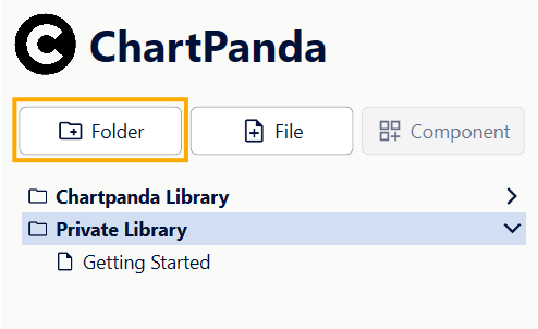 Verwendung des Folder-Buttons zur Erstellung einer neuen Ordnerstruktur in der Private Library