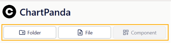 ChartPanda Addin Navigationsleiste mit Buttons für neue Folder, Files und Components