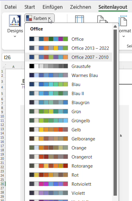 Einheitliches Farbschema durch Office Designvorlage"